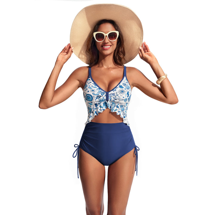 Hanna Nikole Women One Piece Swimsuit Ruffle Cutout Slimming Monokini Tummy Control Bathing Suit High Waisted Sexy Beachwear