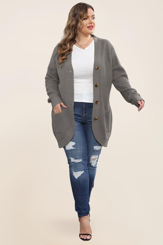 HN Women Plus Size Irregular Hem Cardigan with Pocket Long Sleeve V-Ne –  Hanna Nikole