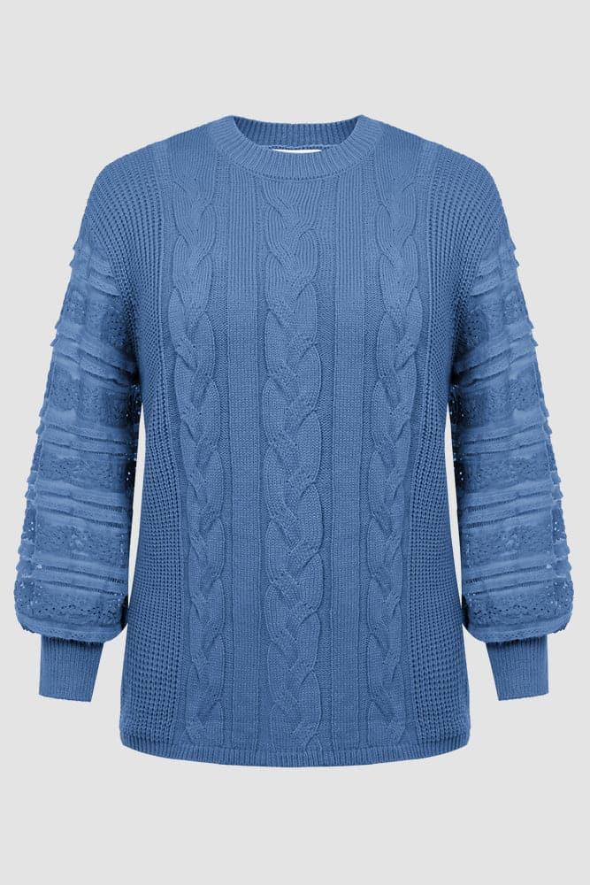 HN Women Plus Size Lace Patchwork Sweater - Hanna Nikole
