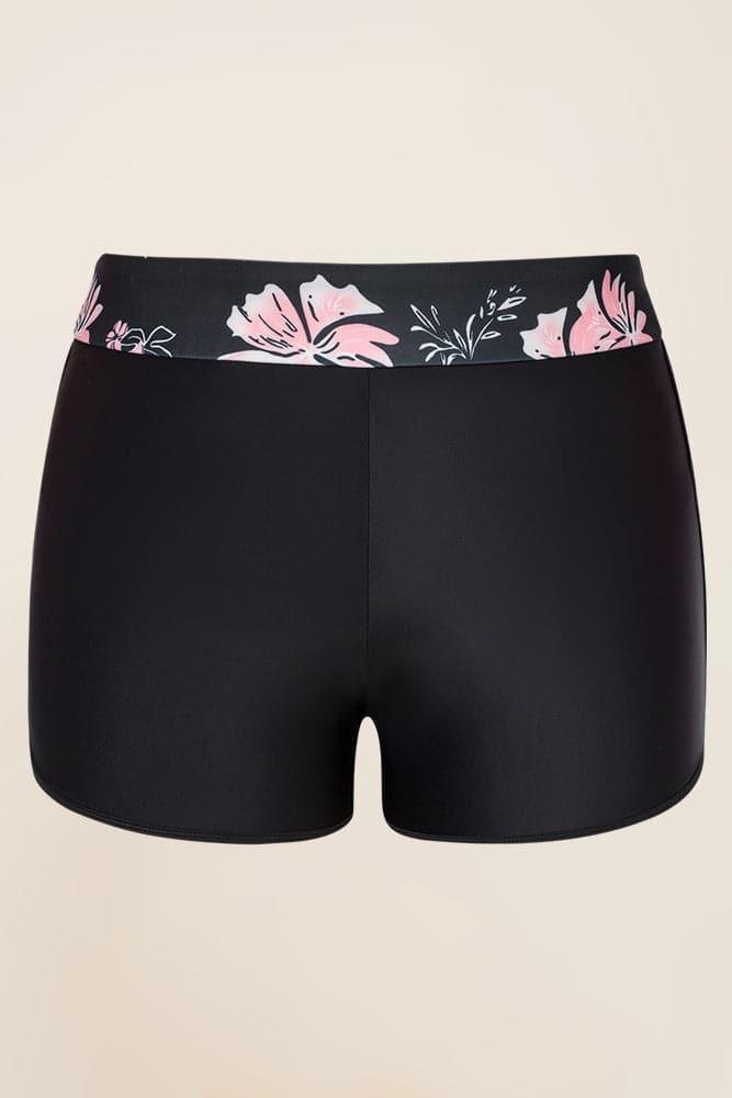 HN Women Plus Size Contrast Color Swimsuit Long Sleeve Tops+High Waist Briefs - Hanna Nikole