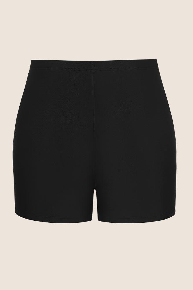 HN Women Plus Size 2pcs Set Swimsuit V-Neck Padded A-Line Tops+Boxer Briefs - Hanna Nikole#color_red-ripple