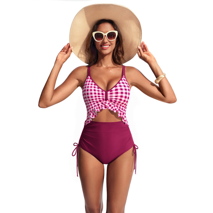 Hanna Nikole Women One Piece Swimsuit Ruffle Cutout Slimming Monokini Tummy Control Bathing Suit High Waisted Sexy Beachwear