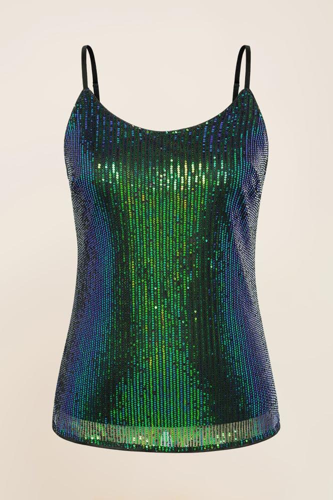 HN Sequined Party Tops Crew Neck Camisole Cami-Tops - Hanna Nikole