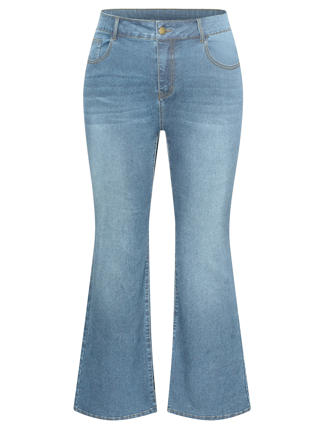 HN Women Plus Size Flared Bottoms High Waist Multi-Pocket Jean Pants Jeans