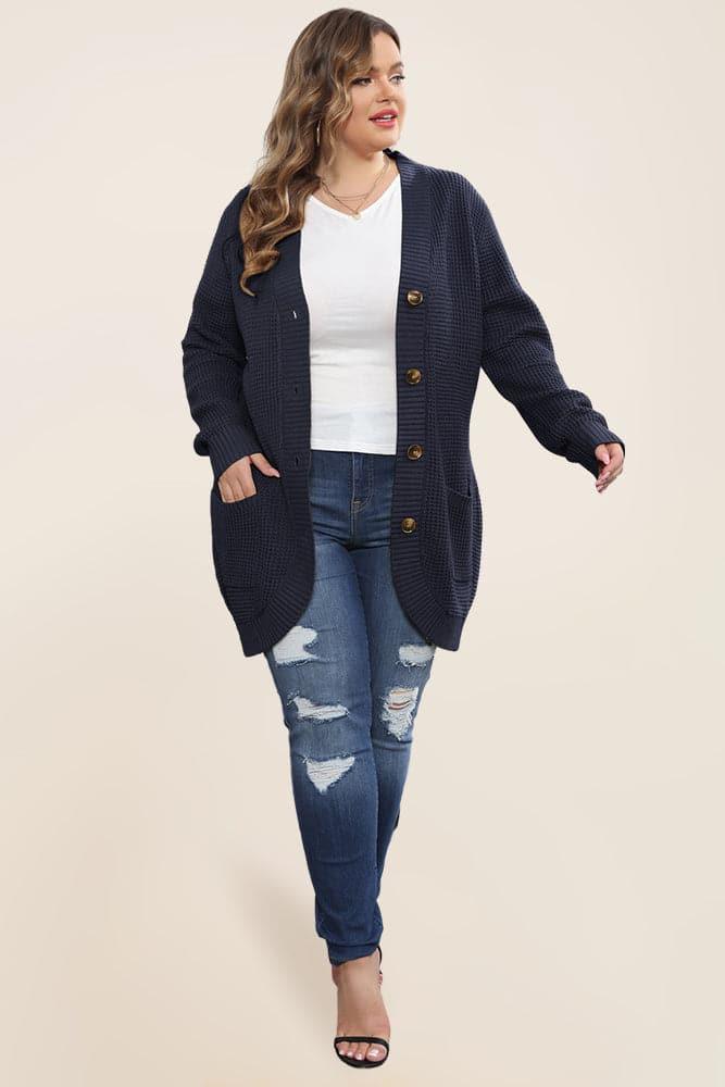 Women's plus size navy blue cheap cardigan