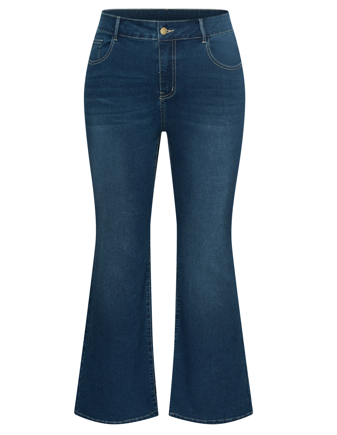 HN Women Plus Size Flared Bottoms High Waist Multi-Pocket Jean Pants Jeans