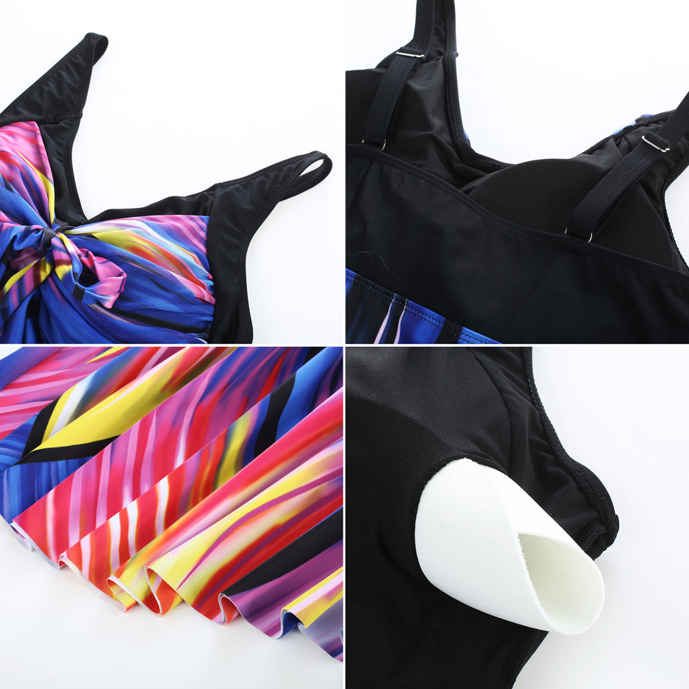 Separated V-Neck Adjustable Tankini Set