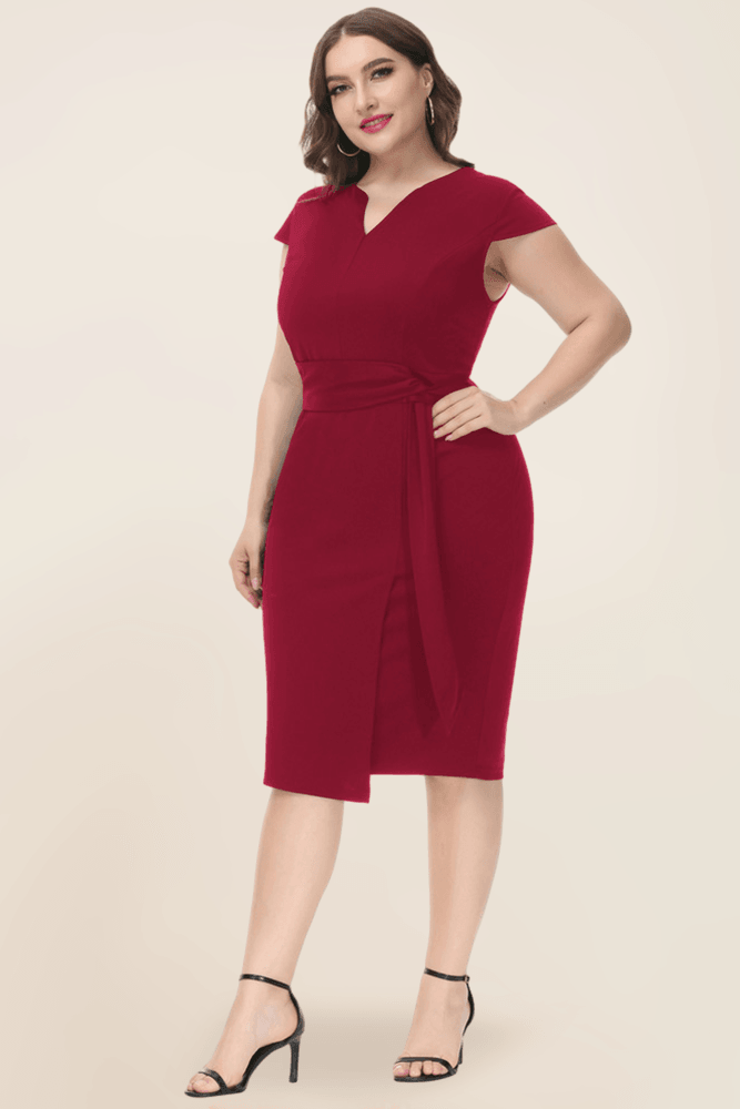 Hanna Nikole Cocktail Dress Plus Size Women Elegant Bodycon Knee