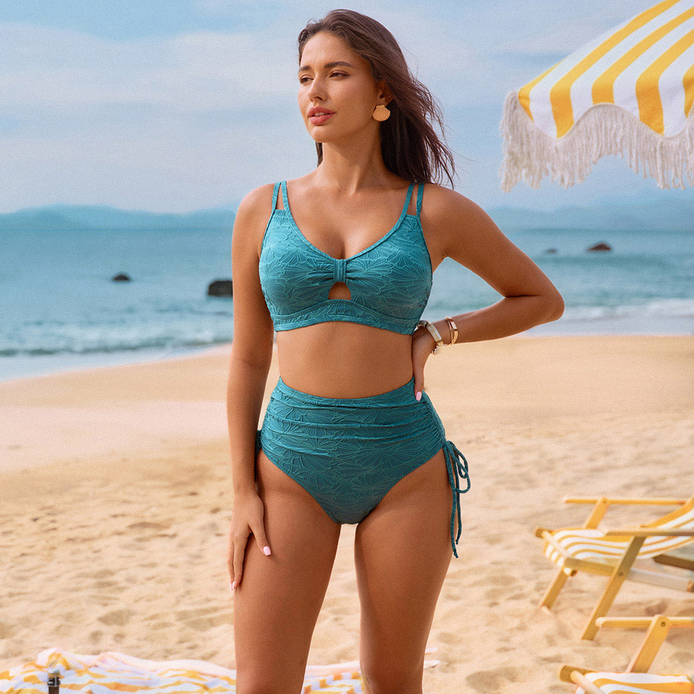 Hanna Nikole High Waisted Bikini Sets for Women, Tummy Control Swimsuits, Jacquard Modes Bathing Suit Bikini