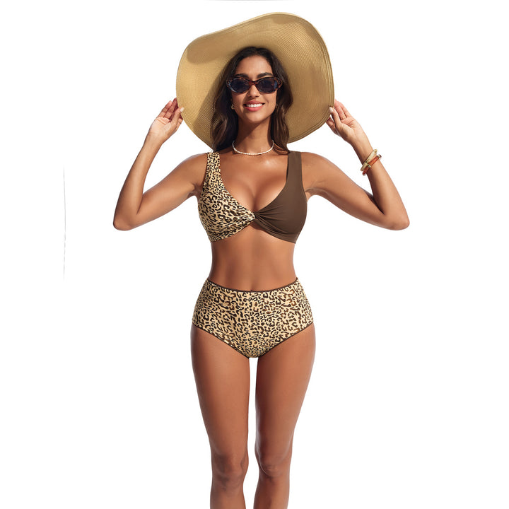 Hanna Nikole High Waisted Bikini Sets for Women, Color Block Swimsuits, Deep V Twist Front Bikini Top + Reversible Bottom