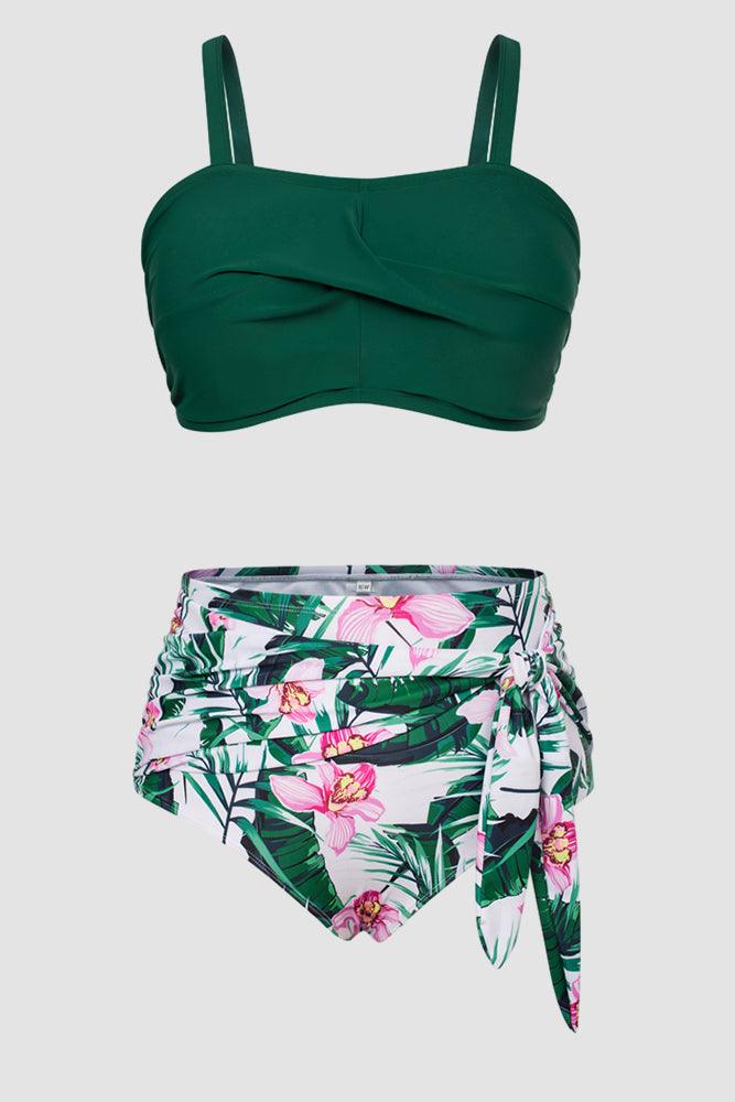 Women Plus Size 2pcs Swimsuit Padded Swim Tops+High Waist Briefs - Hanna Nikole