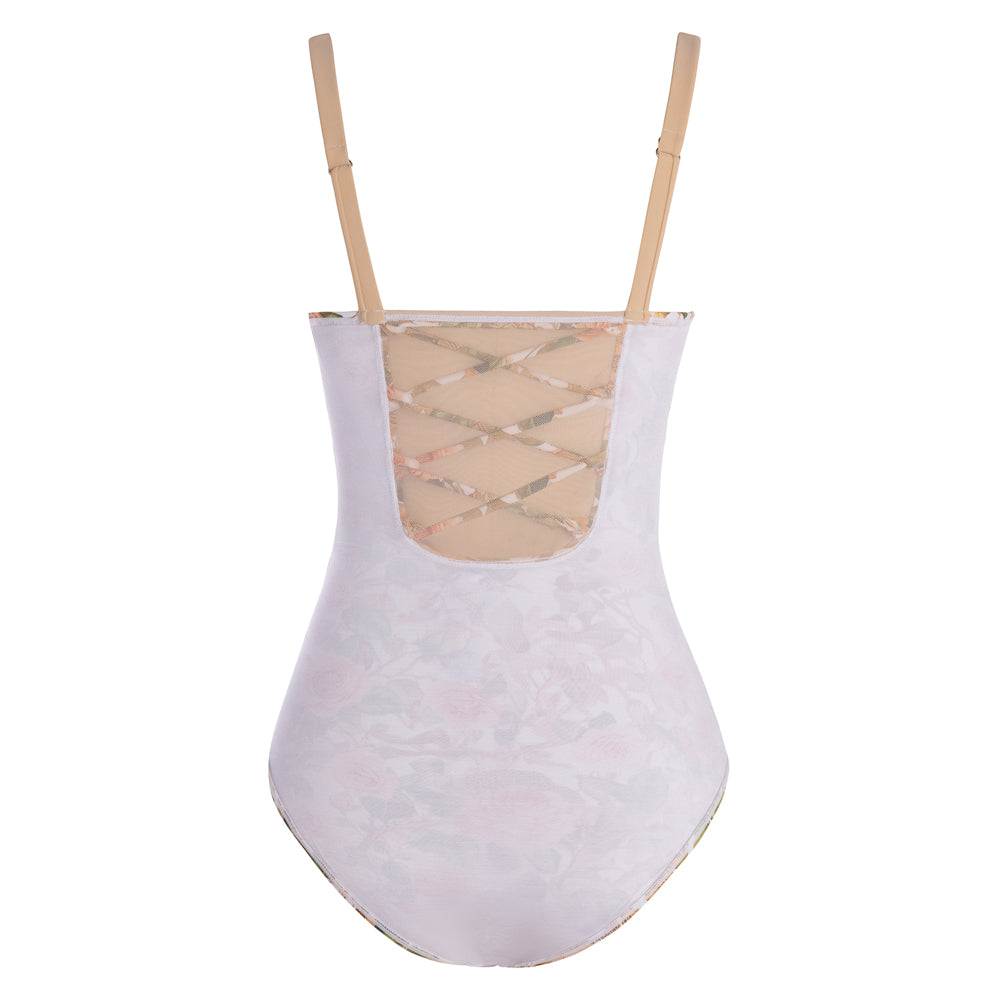 Hanna Nikole Women One Piece Tummy Control Slimming Swimsuits Modest Bathing Suit Color Block Body Shaping Swimwear