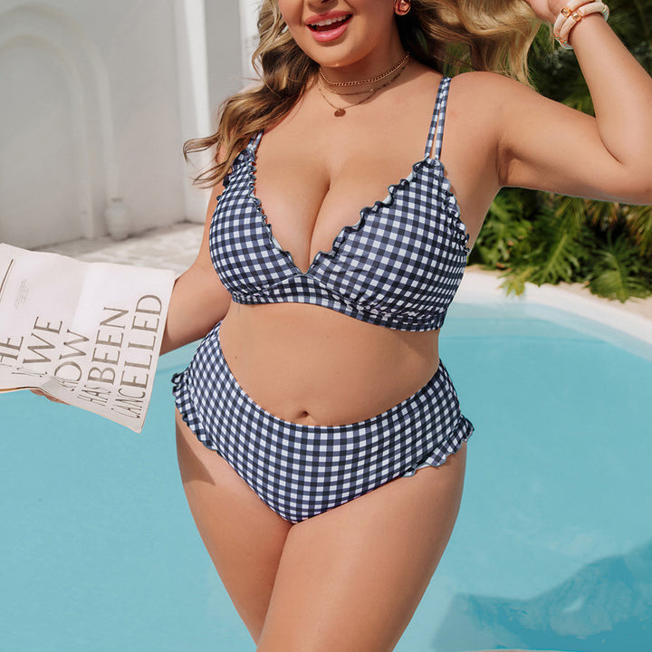 Hanna Nikole Women High Waisted Bikini Sets Ruffle, 2 Piece Bathing Suit Tummy Control, Sexy Retro Swimsuits Beachwear