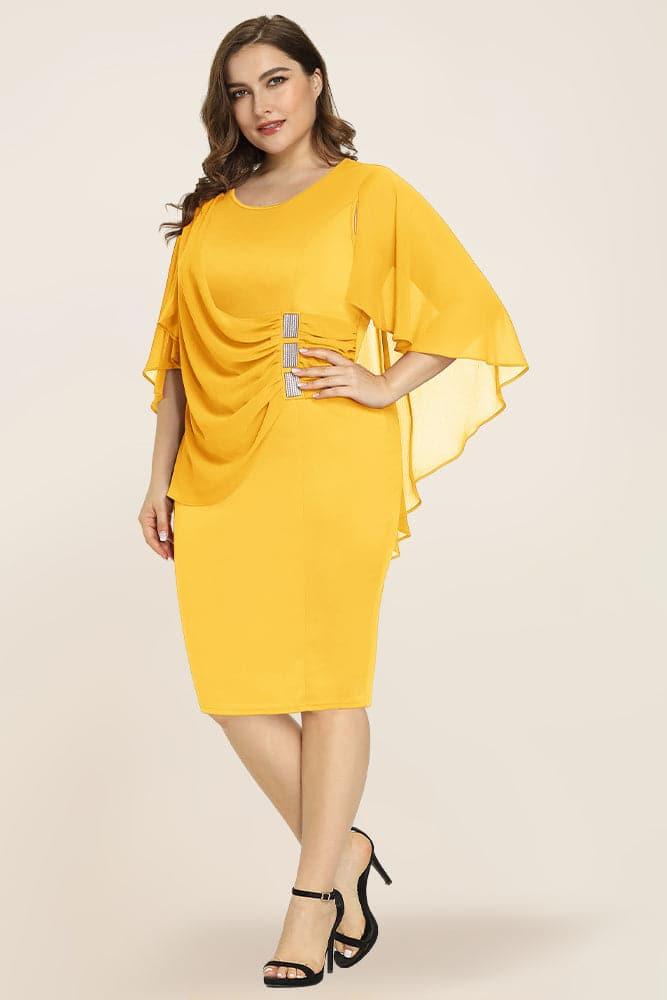 Women's Plus Size Chiffon Overlay Dress - Hanna Nikole#color_golden