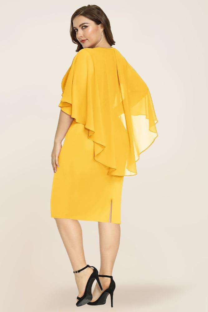 Women's Plus Size Chiffon Overlay Dress - Hanna Nikole#color_golden
