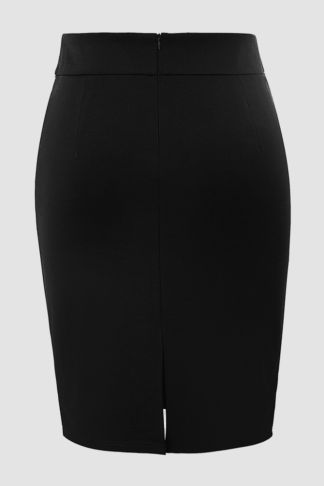 Women s Plus Size Solid Color Back Split Hips wrapped Pencil Skirt