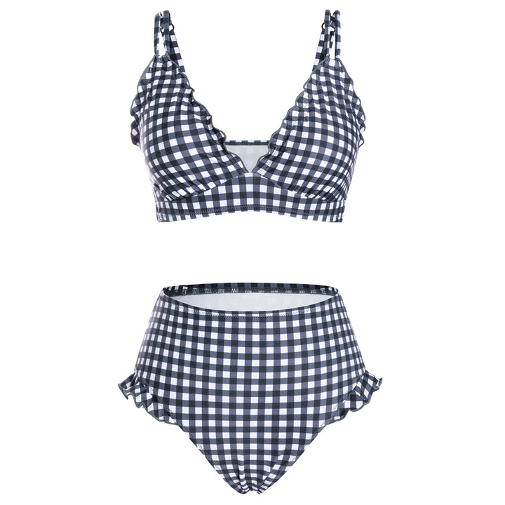 Hanna Nikole Women High Waisted Bikini Sets Ruffle, 2 Piece Bathing Suit Tummy Control, Sexy Retro Swimsuits Beachwear