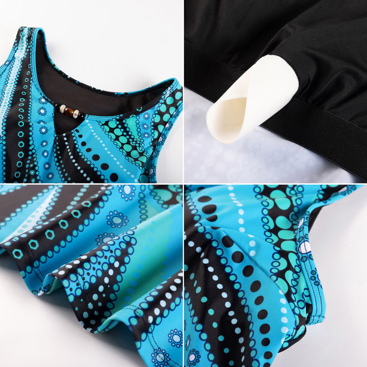 HN Women Tankini Swimsuit Sleeveless U-Neck Padded Tops+Shorts with Briefs