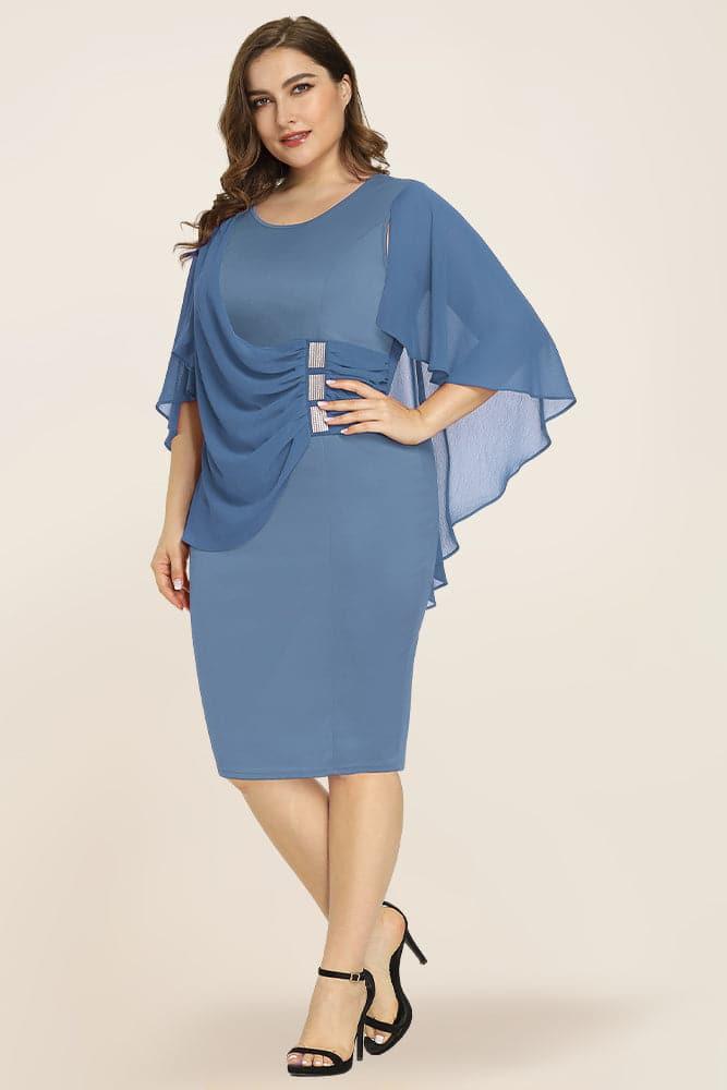 Women's Plus Size Chiffon Overlay Dress - Hanna Nikole#color_glaucous