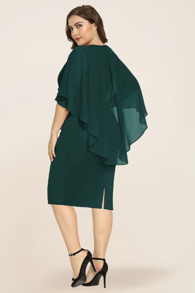 Women's Plus Size Chiffon Overlay Dress - Hanna Nikole#color_dark-green