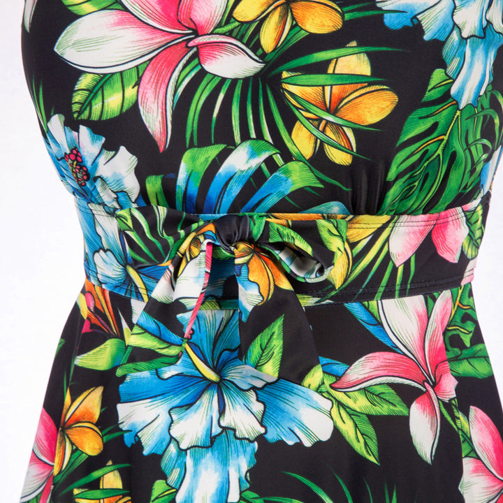 KK Women Separated Swimsuit Sleeveless V-Neck Swim Dress+Briefs Swimwear