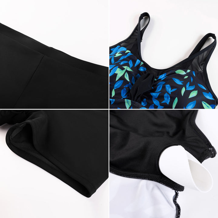 Hanna Nikole Women Two Piece Tankini Swimsuit Modest Bathing Suit Mesh Flowy Swim Top with Tummy Control Boy Shorts