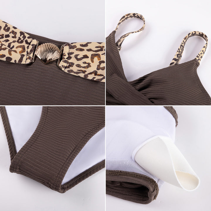 Hanna Nikole Womens High Waisted Bikini Sets, Textured Tummy Control Swimsuit, 2 Piece Twist Color Block Bathing Suits