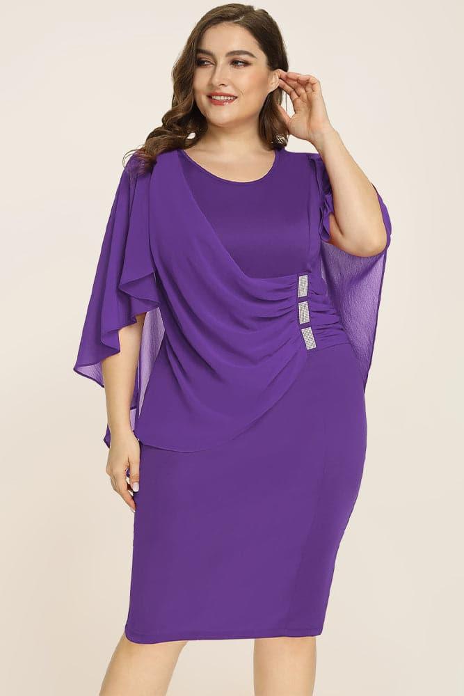 Women's Plus Size Chiffon Overlay Dress - Hanna Nikole#color_purple
