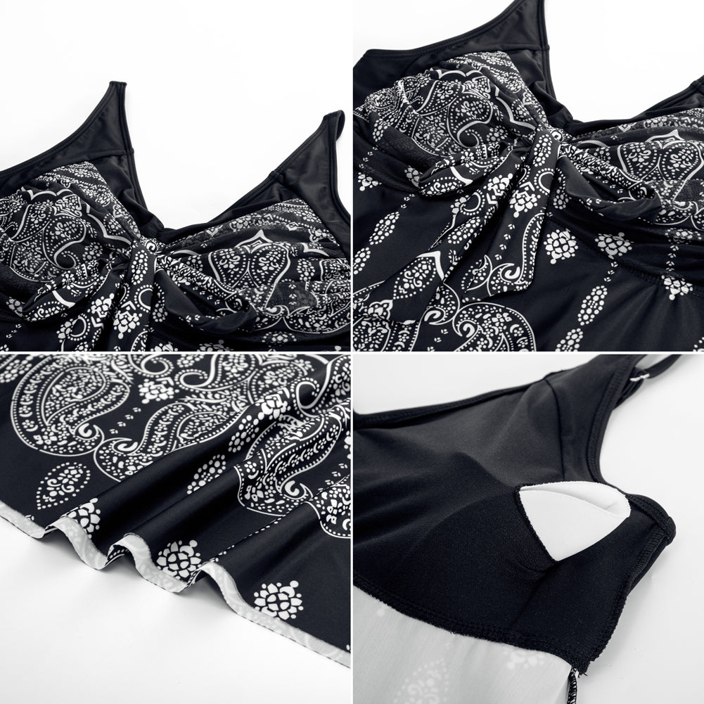 Separated V-Neck Adjustable Tankini Set