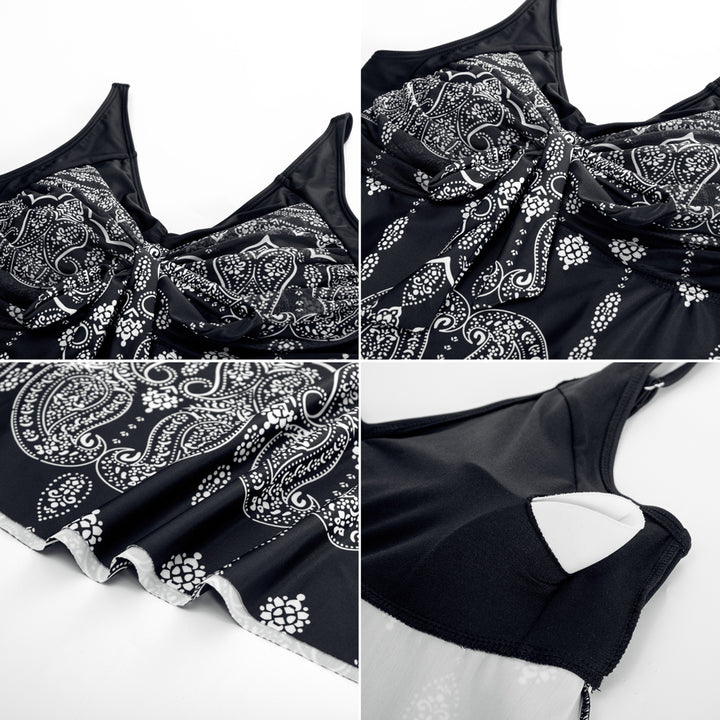Separated V-Neck Adjustable Tankini Set