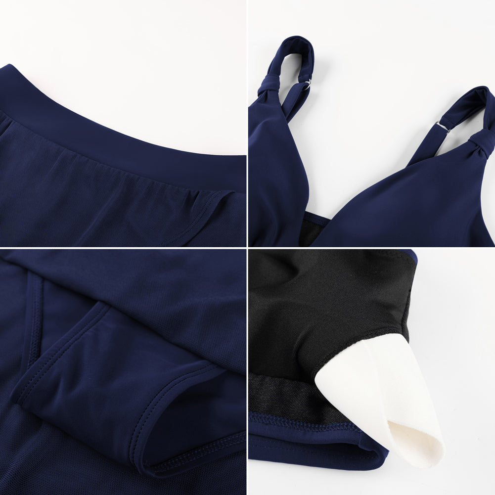 Hanna Nikole Womens High Waisted Bikini Sets, Modest Tummy Control Swimsuits, 2 Piece Bathing Suits Mesh Swim Skirt