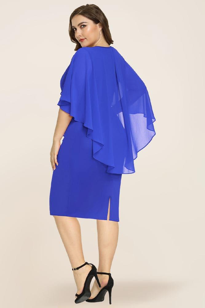 Women's Plus Size Chiffon Overlay Dress - Hanna Nikole#color_blue