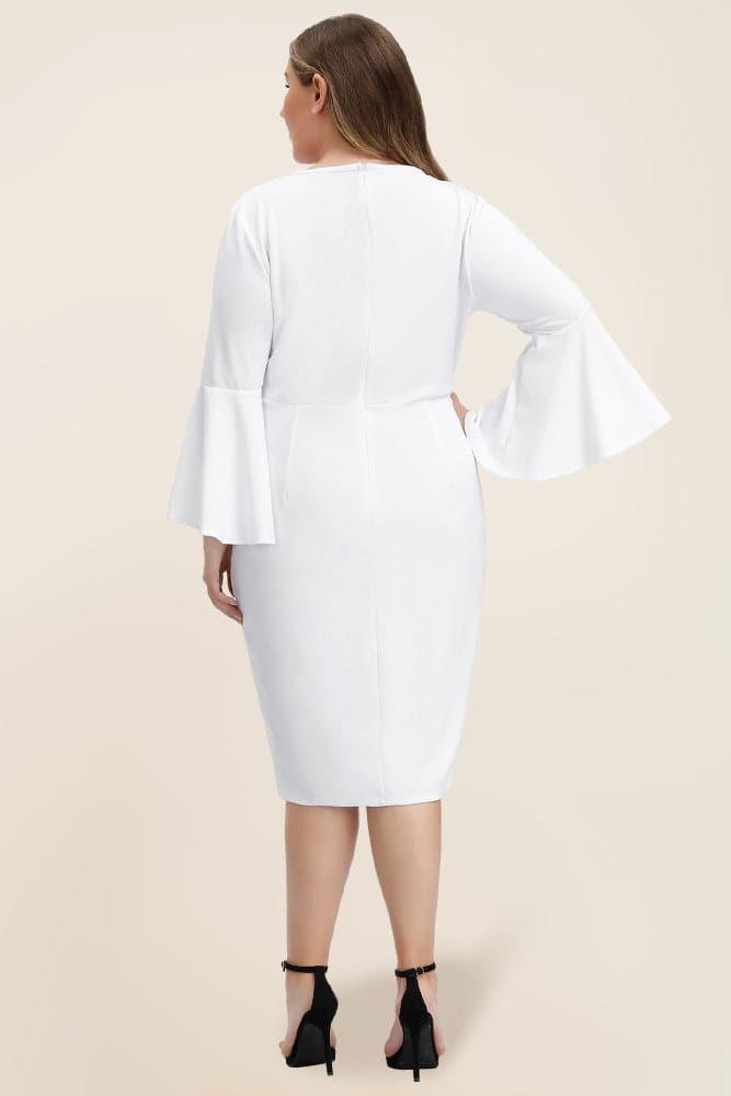 Women's Plus Size 3/4 Bell Sleeve Pencil Dress - Hanna Nikole