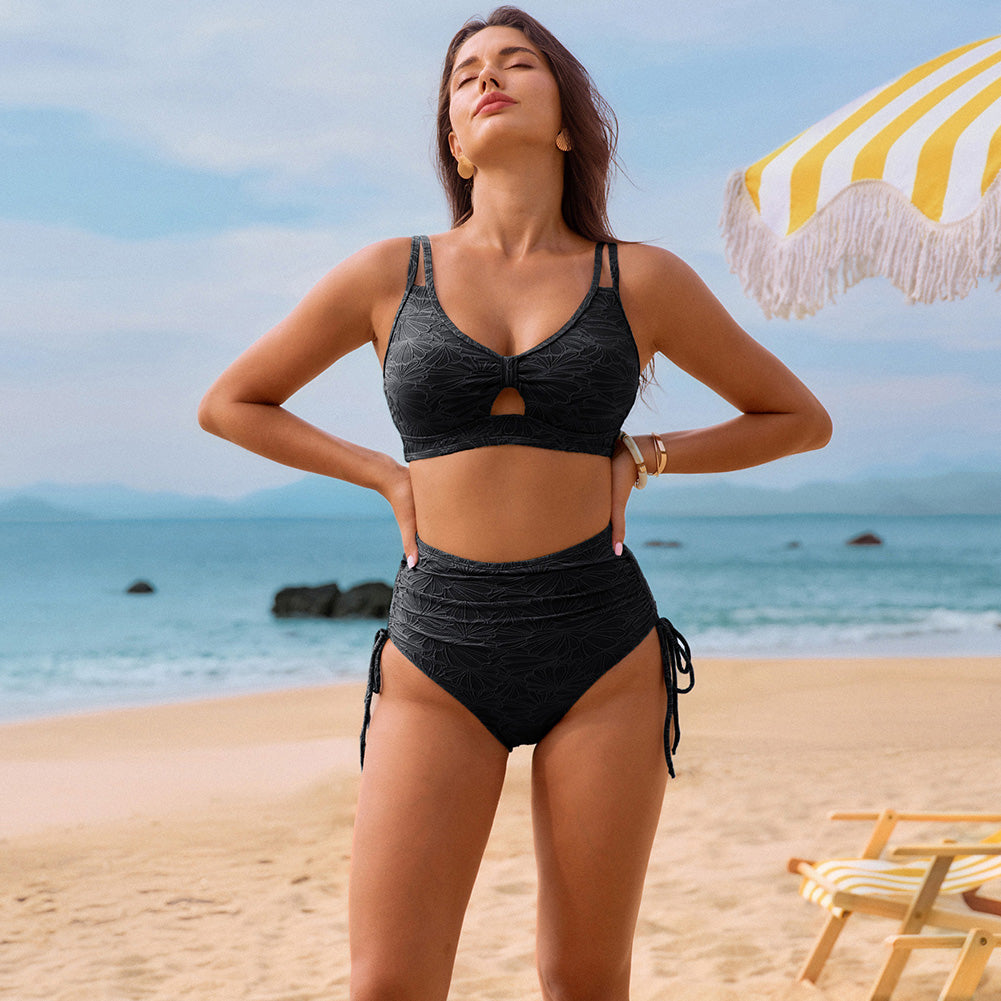 Hanna Nikole High Waisted Bikini Sets for Women, Tummy Control Swimsuits, Jacquard Modes Bathing Suit Bikini