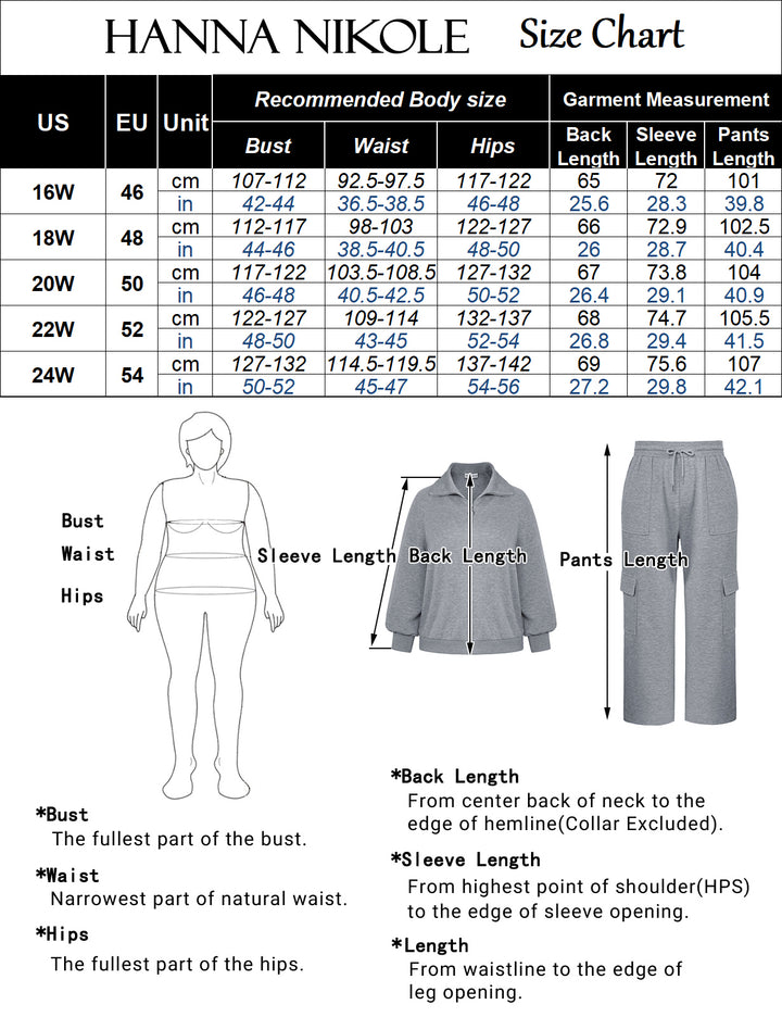 HN Women Plus Size 2pcs Set Outfits Casual Lapel Collar Tops+Wide-Leg Pants