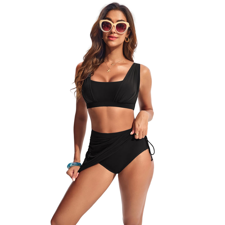 Hanna Nikole Womens High Waisted Swim Skirt, Tummy Control Mesh Bikini Sets, 2 Piece Swimsuit Drawstring Bathing Suits