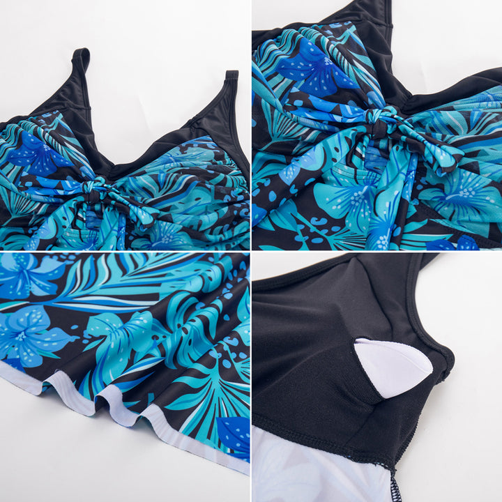 Separated V-Neck Adjustable Tankini Set