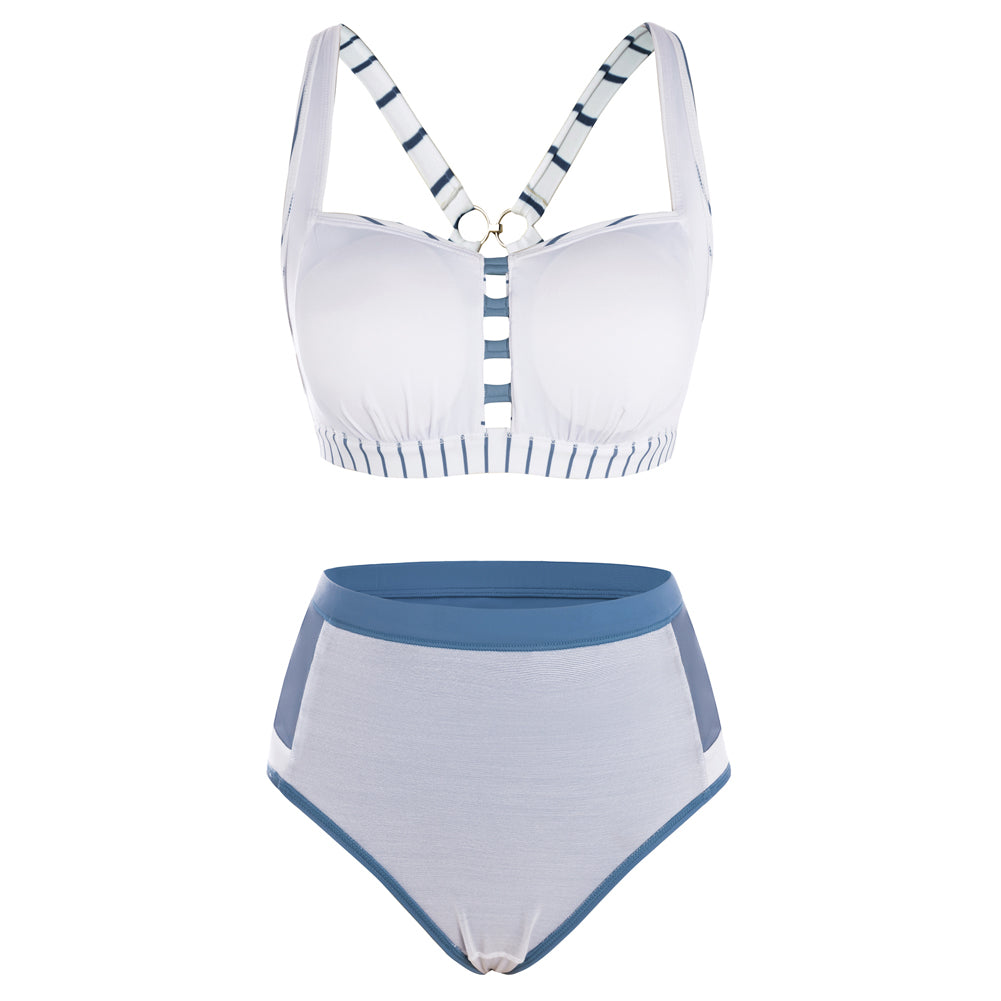 Hanna Nikole Women's Bikini Sets High Waisted, 2 Piece Bathing Suit Tummy Control, Push Up Cutout Ruched Swimsuit Beachwear