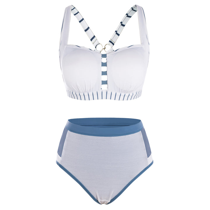 Hanna Nikole Women's Bikini Sets High Waisted, 2 Piece Bathing Suit Tummy Control, Push Up Cutout Ruched Swimsuit Beachwear