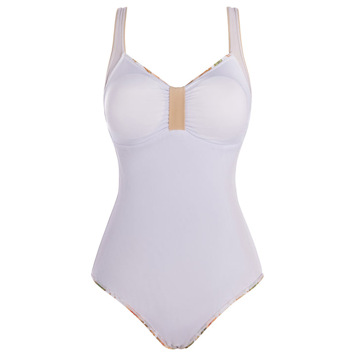 Hanna Nikole Women One Piece Tummy Control Slimming Swimsuits Modest Bathing Suit Color Block Body Shaping Swimwear