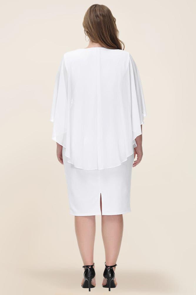 Women's Plus Size Chiffon Overlay Dress - Hanna Nikole#color_white