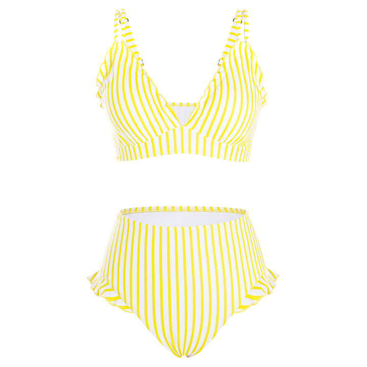 Hanna Nikole Women High Waisted Bikini Sets Ruffle, 2 Piece Bathing Suit Tummy Control, Sexy Retro Swimsuits Beachwear