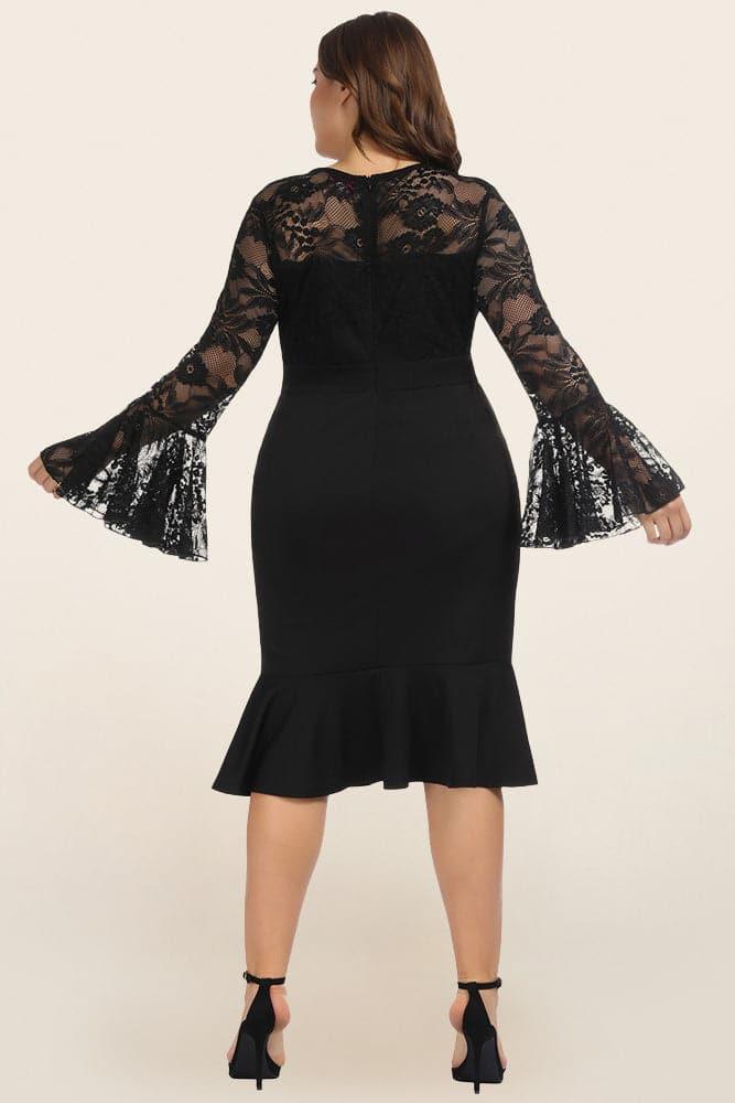 Plus size bell 2024 sleeve sheath dress