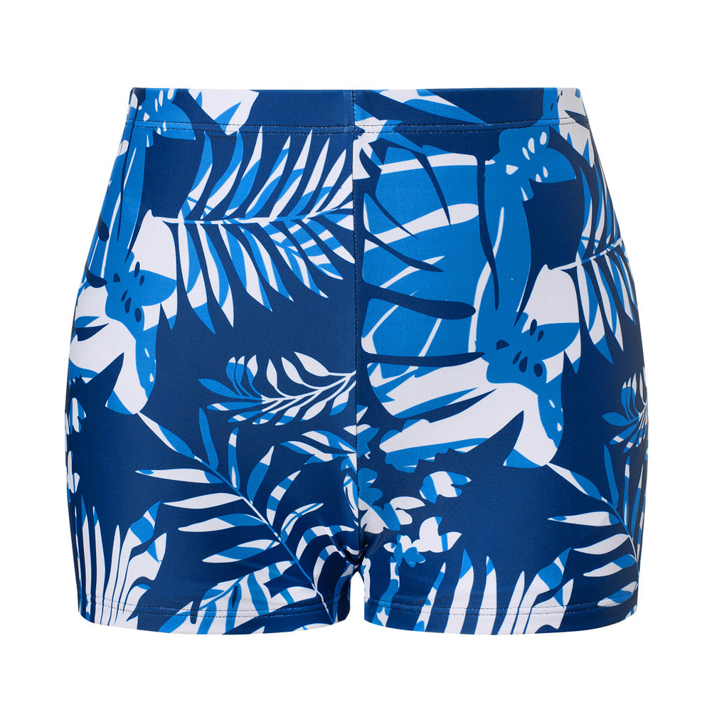 KK Women 2pcs Set Swimsuit Front Slit Padded Swim Dress+High Waist Briefs