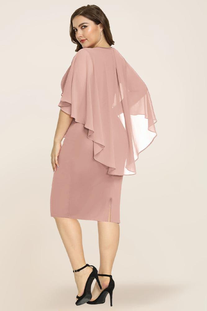 Women's Plus Size Chiffon Overlay Dress - Hanna Nikole#color_pale-pink