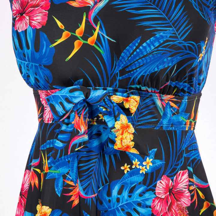 KK Women Separated Swimsuit Sleeveless V-Neck Swim Dress+Briefs Swimwear