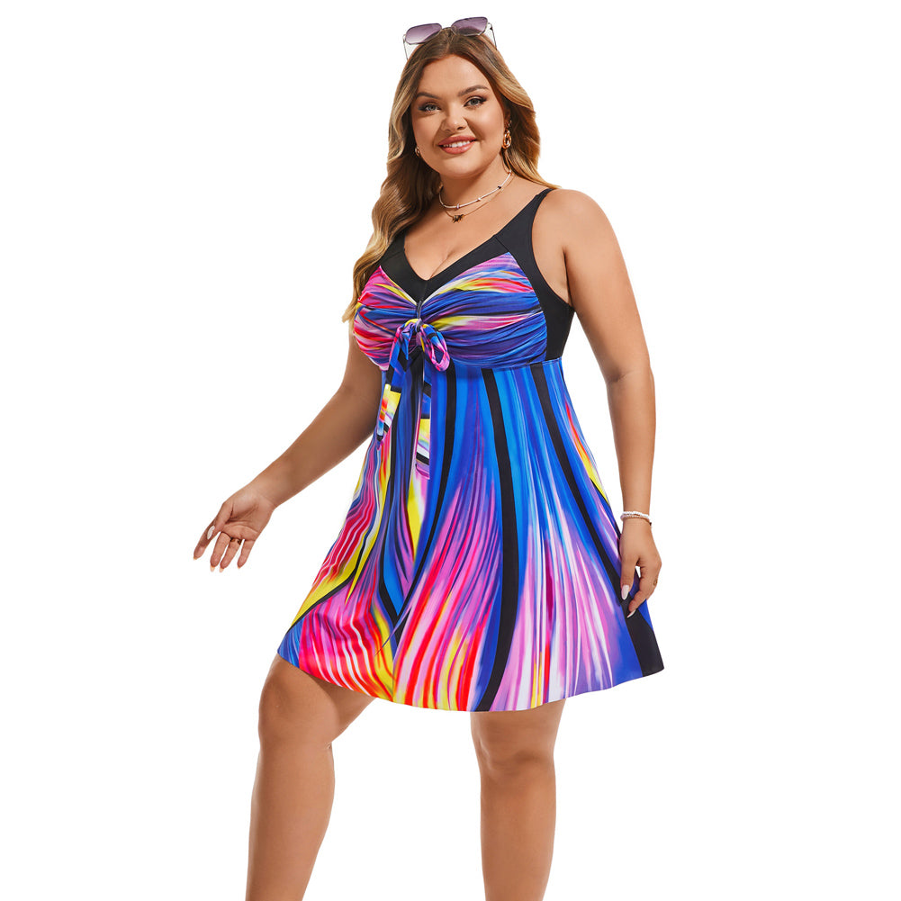Separated V-Neck Adjustable Tankini Set