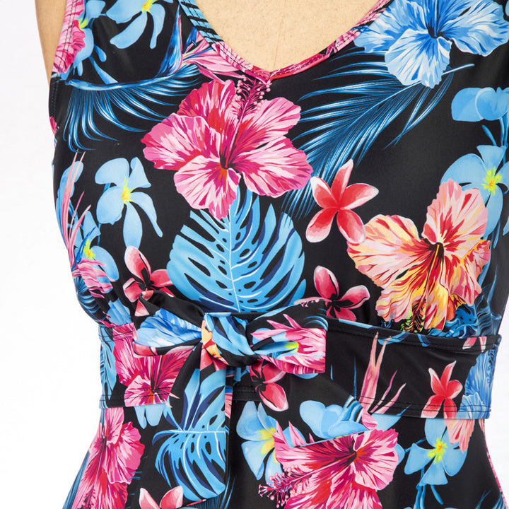 KK Women Separated Swimsuit Sleeveless V-Neck Swim Dress+Briefs Swimwear