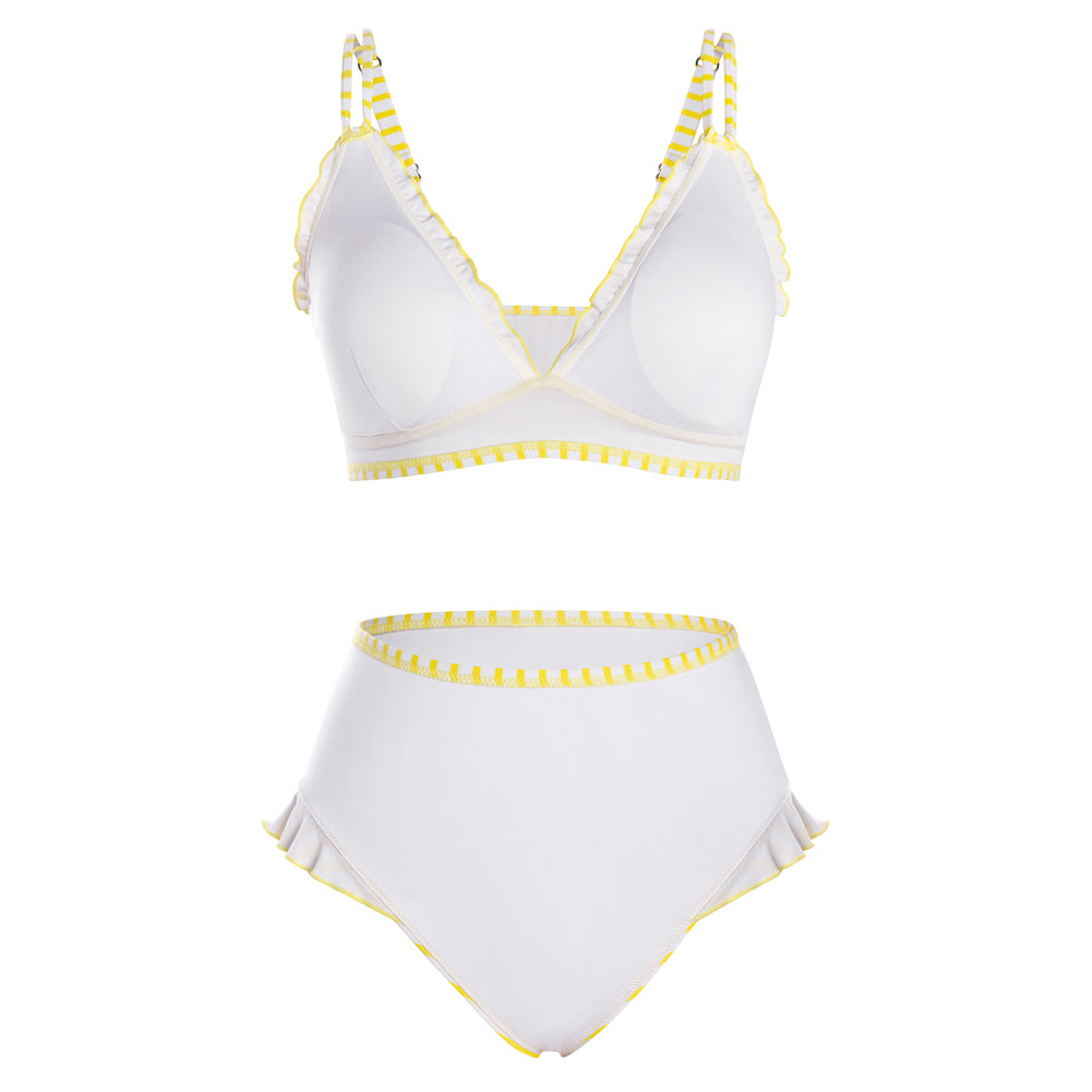 Hanna Nikole Women High Waisted Bikini Sets Ruffle, 2 Piece Bathing Suit Tummy Control, Sexy Retro Swimsuits Beachwear