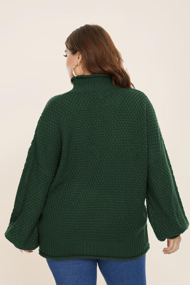 High Neck Sweater Dropped Shoulders Pullover Knitwear - Hanna Nikole